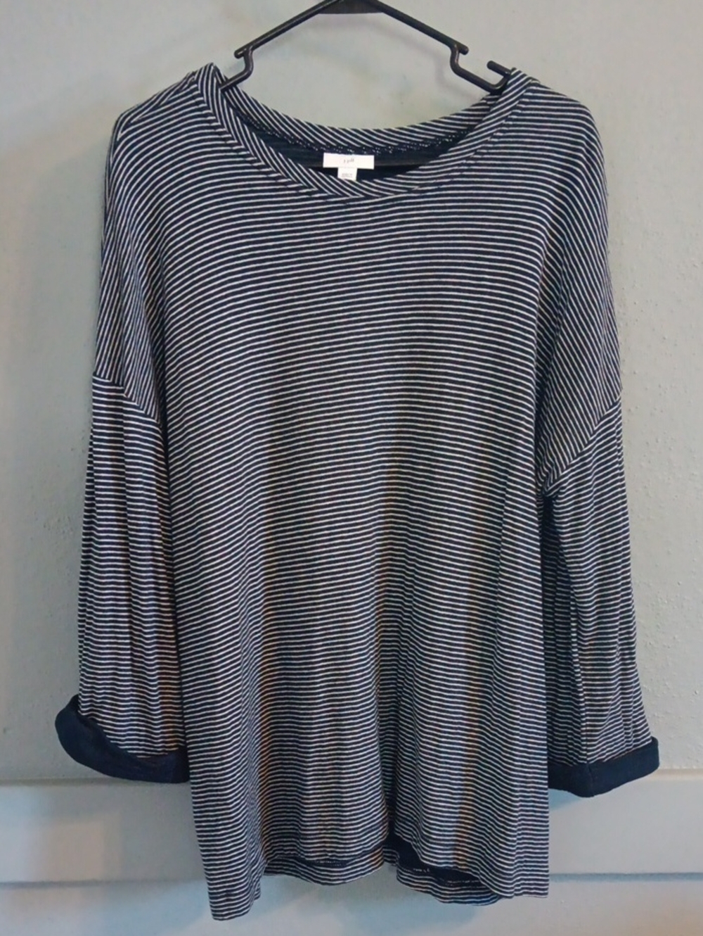 J. Jill Navy and White Striped Long Sleeve Tee